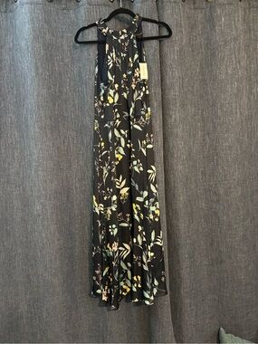 Banana Republic Navy Floral Halter midi Dress